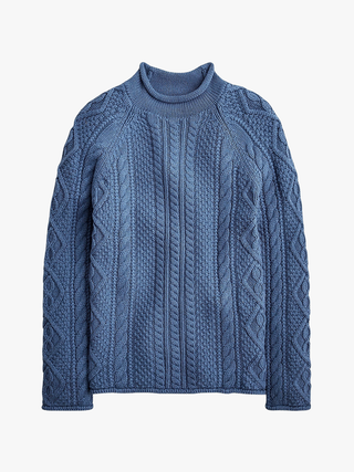 Cotton CableKnit Rollneck Sweater